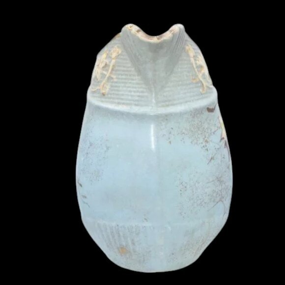 Vintage Hand Painted Pitcher Leaf & Web Design Blue Purple Yellow Tan Gold - Picture 4 of 8